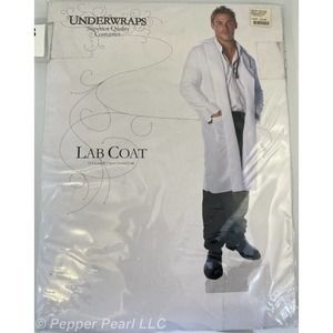 Lab Coat Costume Accessory White Adult One Size Doctor Mad Scientist Open Front